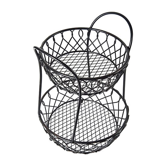 Gourmet Basics by Mikasa Loop And Latice 2 Tier Basket Rectangular Basket