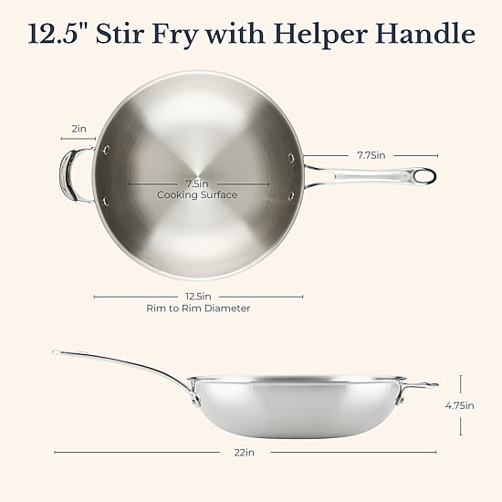 Anolon Everlast Tri-Ply Clad 12 1/2 Inch Stainless Steel Stir Fry Pan