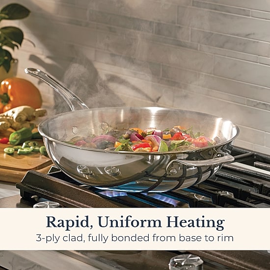 Anolon Everlast Tri-Ply Clad 12 1/2 Inch Stainless Steel Stir Fry Pan