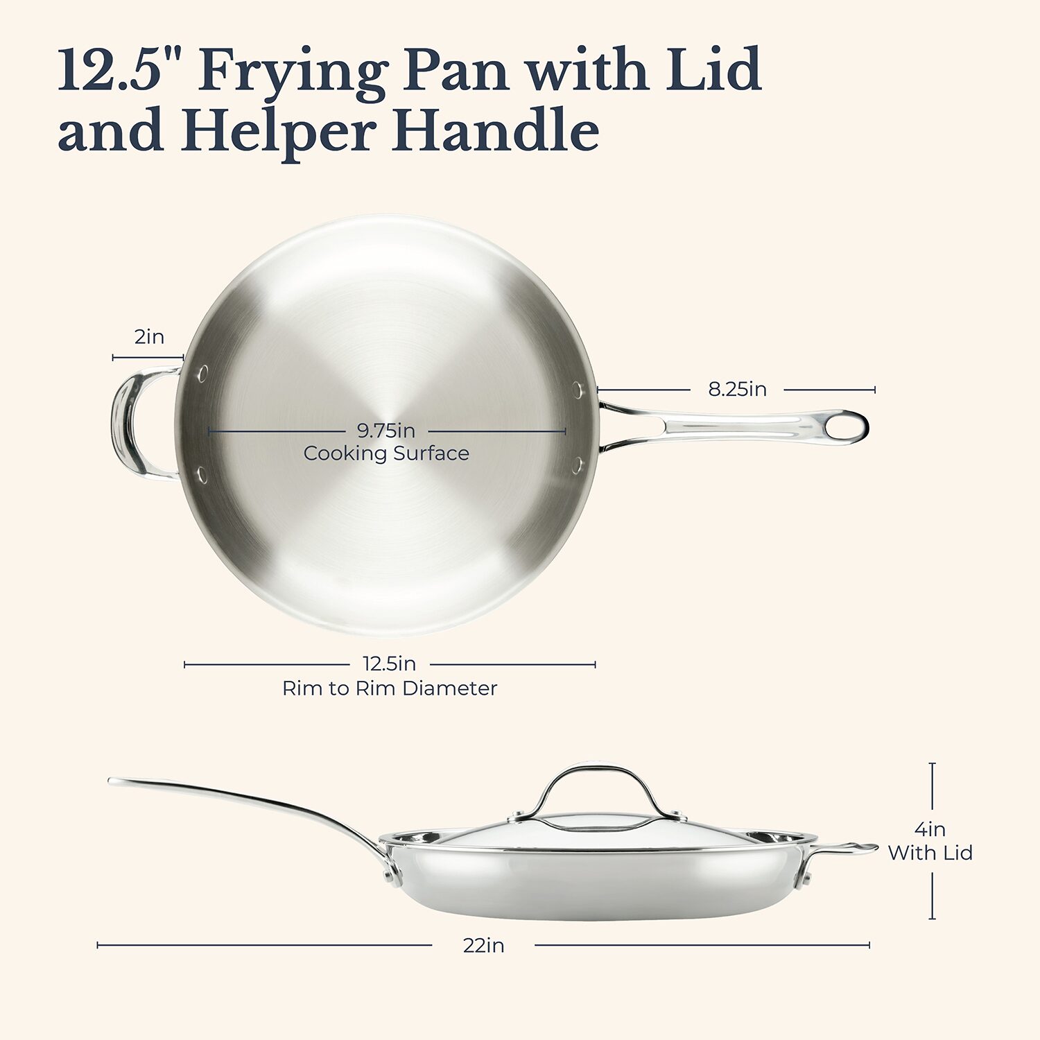 Anolon Everlast Tri-Ply Clad 12 1/2 Inch Stainless Steel Frying Pan
