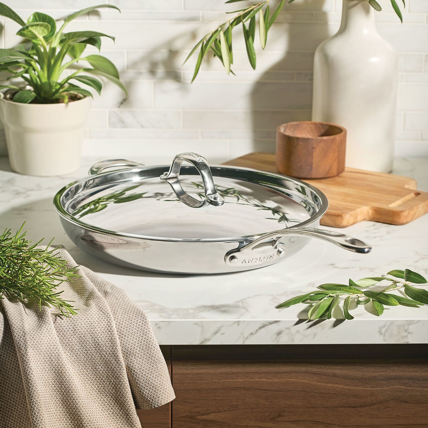 Anolon Everlast Tri-Ply Clad 12 1/2 Inch Stainless Steel Frying Pan