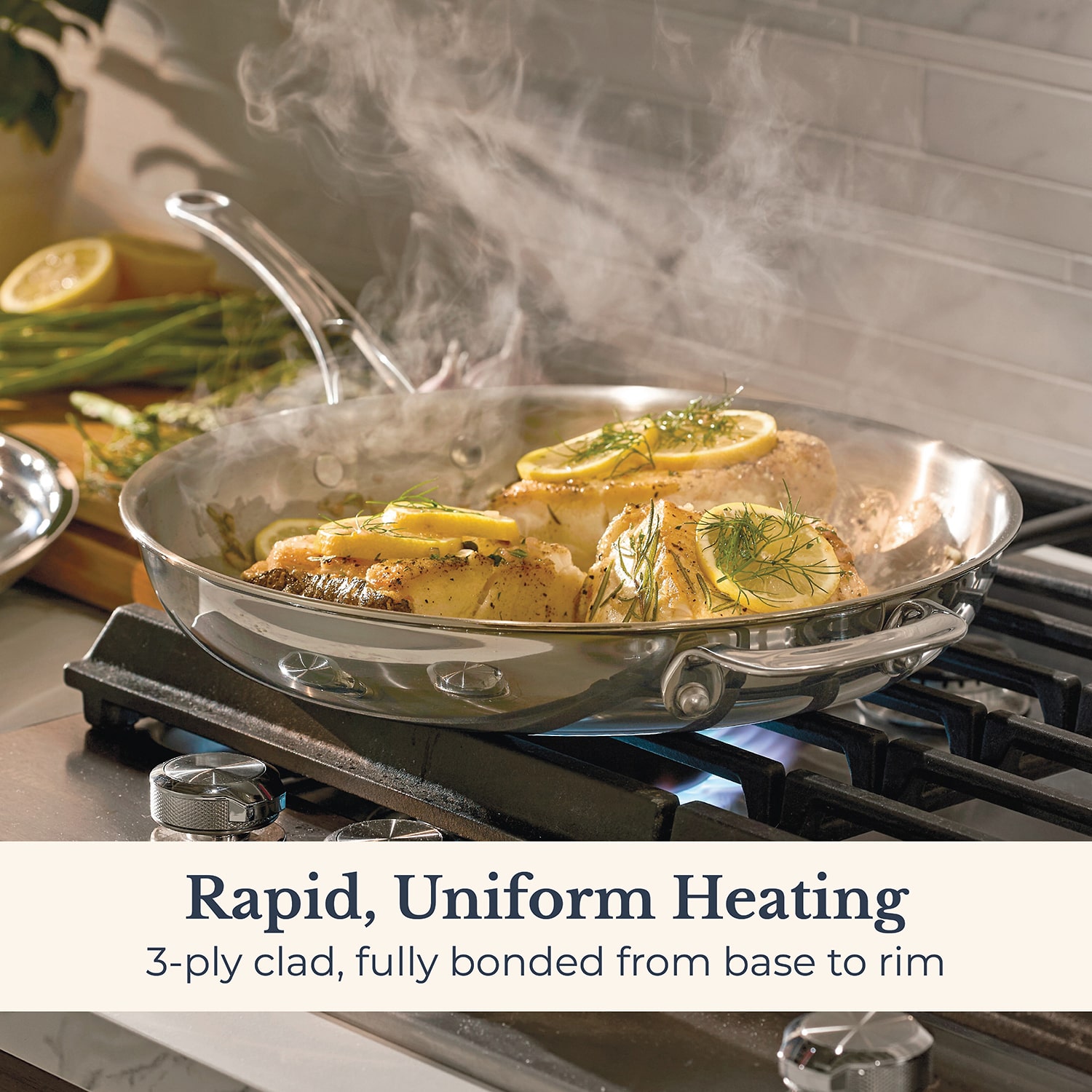 Anolon Everlast Tri-Ply Clad 12 1/2 Inch Stainless Steel Frying Pan