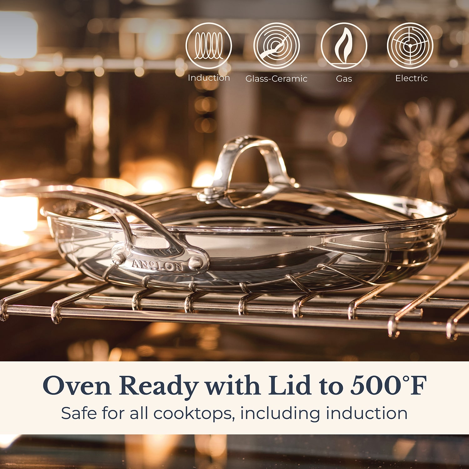 Anolon Everlast Tri-Ply Clad 12 1/2 Inch Stainless Steel Frying Pan