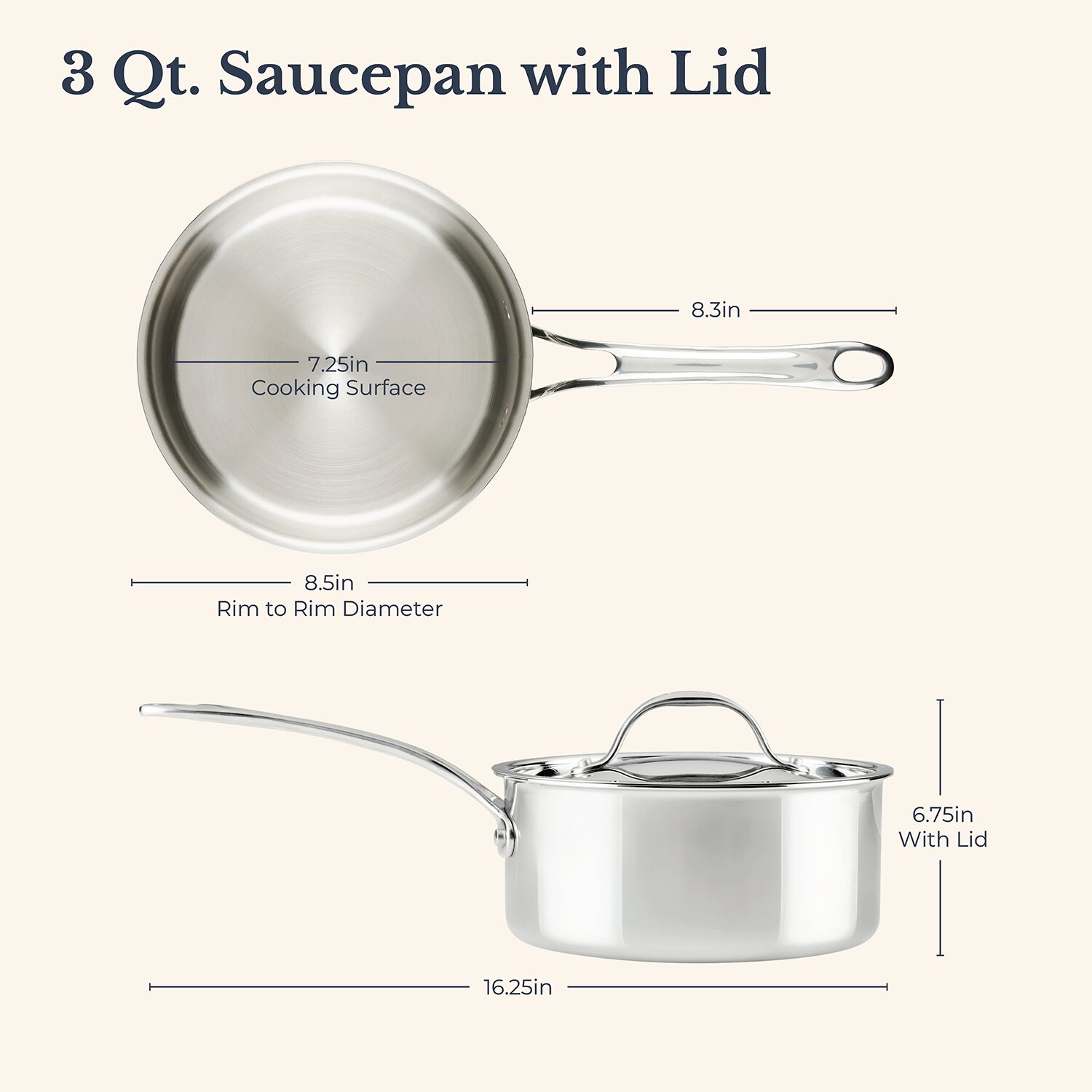 Anolon Everlast Tri-Ply Clad 3 Qt Stainless Steel Sauce Pan