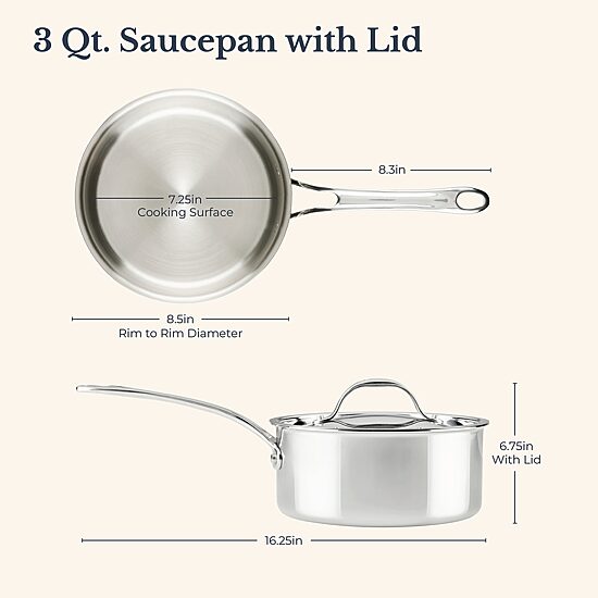 Anolon Everlast Tri-Ply Clad 3 Qt Stainless Steel Sauce Pan