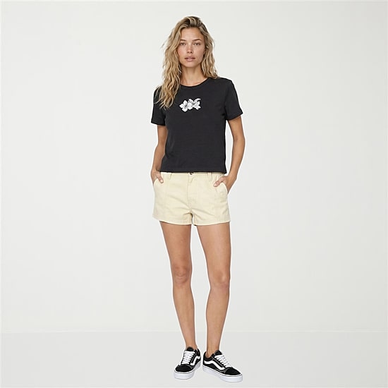 VOLCOM Womens Juniors Crew Neck Short Sleeve Regular Fit Graphic T-Shirt