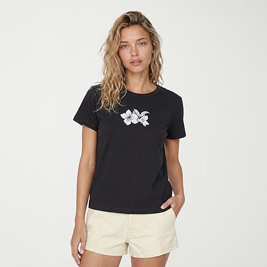 VOLCOM Womens Juniors Crew Neck Short Sleeve Regular Fit Graphic T-Shirt