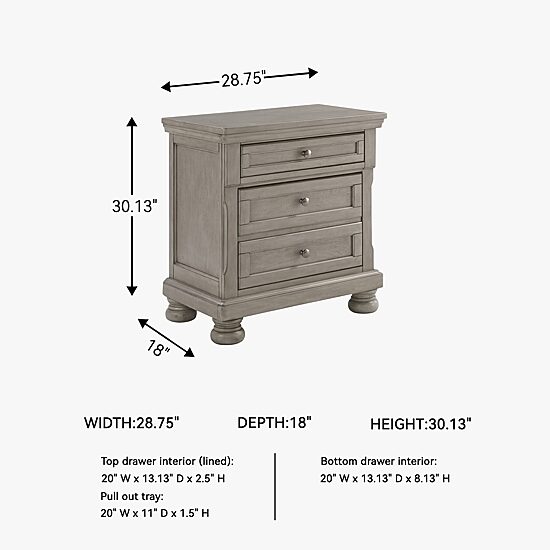 Signature Design by Ashley Lettner 29" 2-Drawer Nightstand in Light Gray