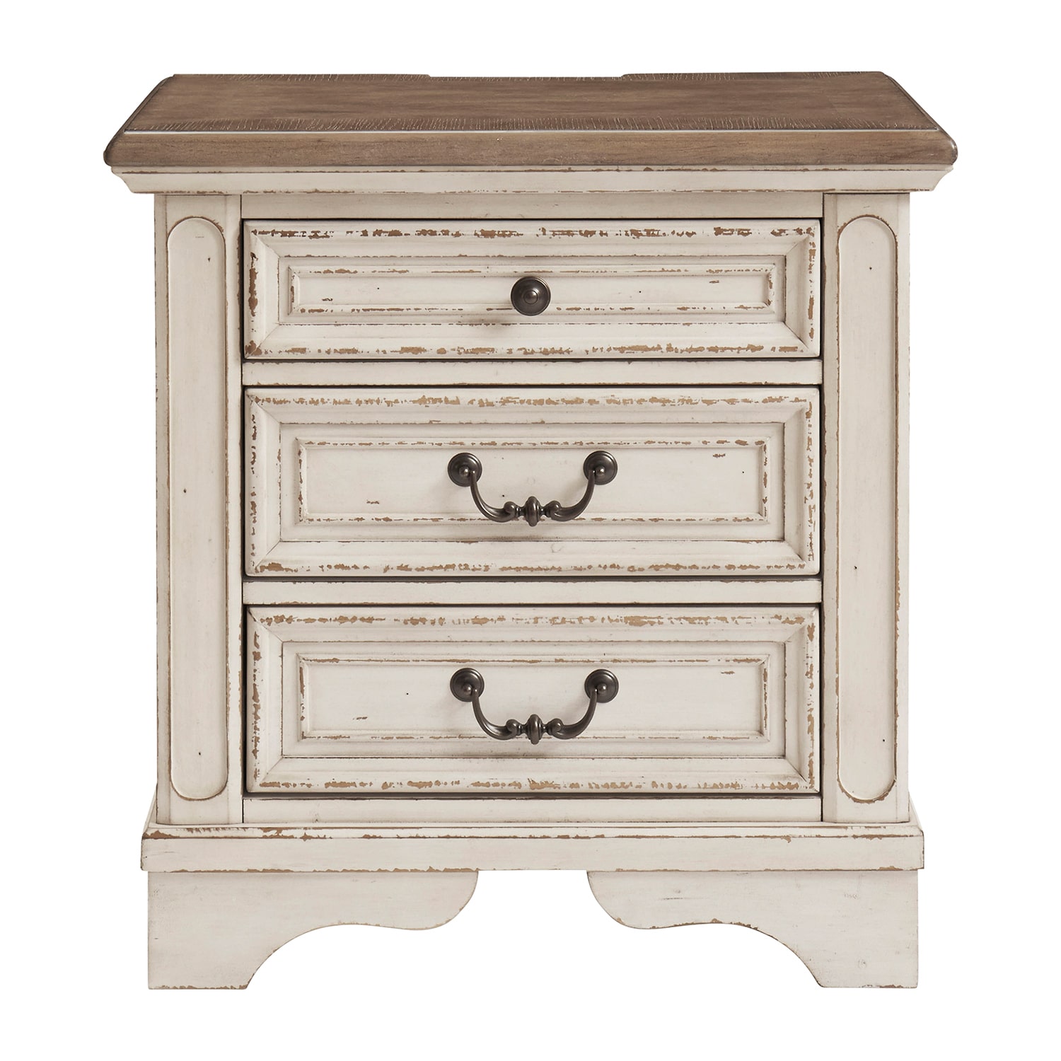 Signature Design by Ashley Realyn 3-Drawer Nightstand in Chipped White