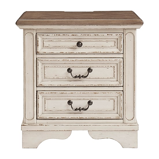 Signature Design by Ashley Realyn 3-Drawer Nightstand in Chipped White