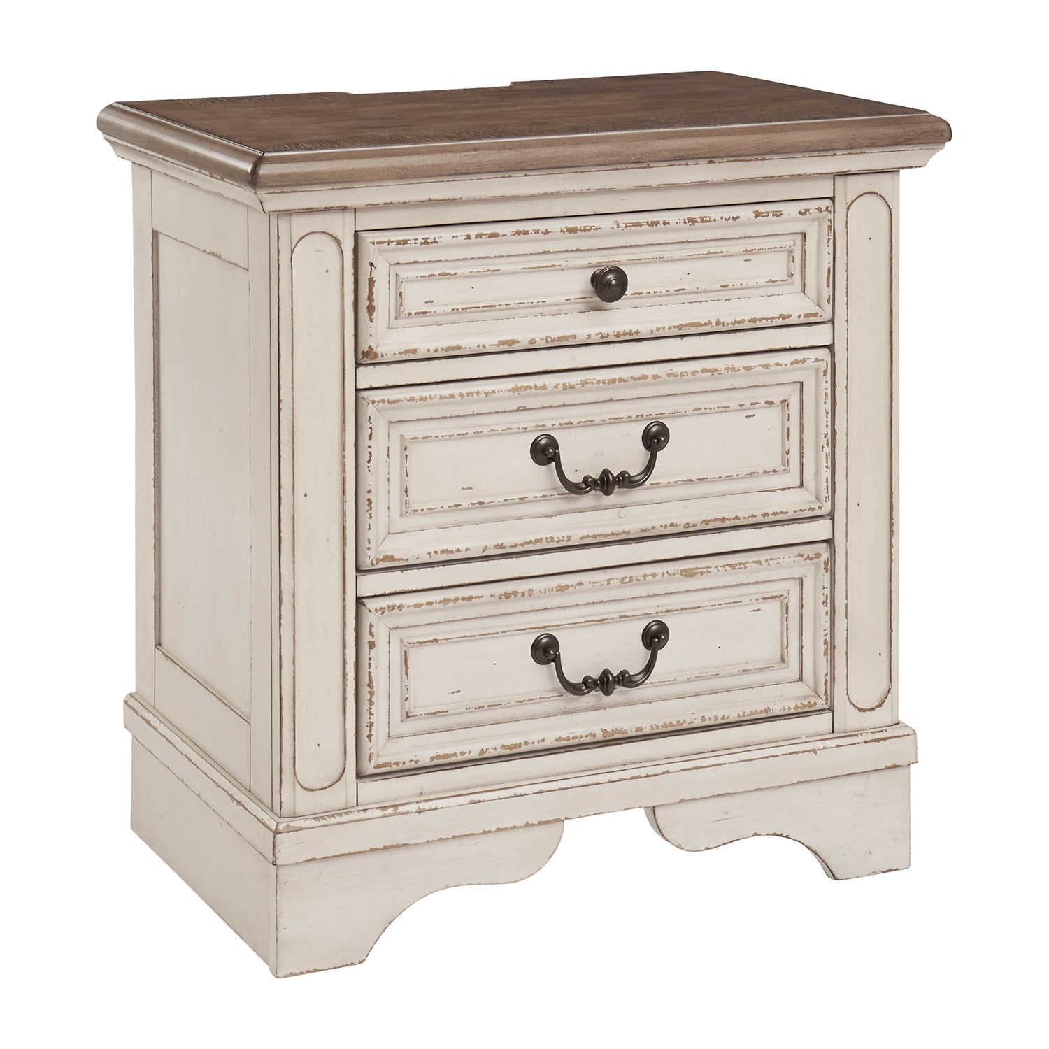 Signature Design by Ashley Realyn 3-Drawer Nightstand in Chipped White