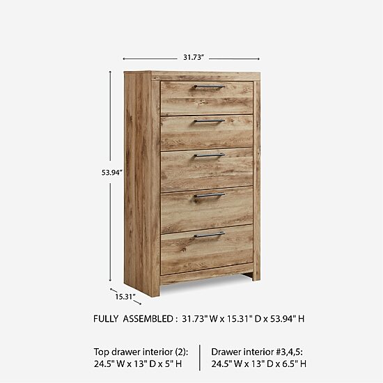Signature Design by Ashley Hyanna 5-Drawer Chest in Tan Brown