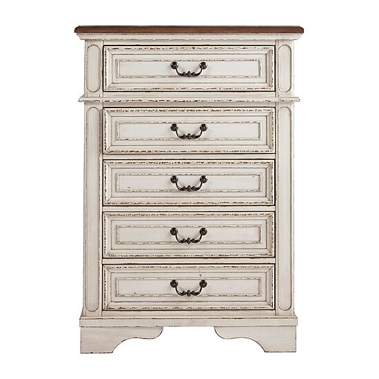 Signature Design by Ashley Realyn Youth 48" 5-Drawer Chest of Drawers in Chipped White