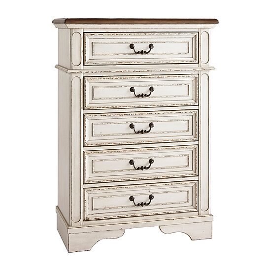 Signature Design by Ashley Realyn Youth 48" 5-Drawer Chest of Drawers in Chipped White