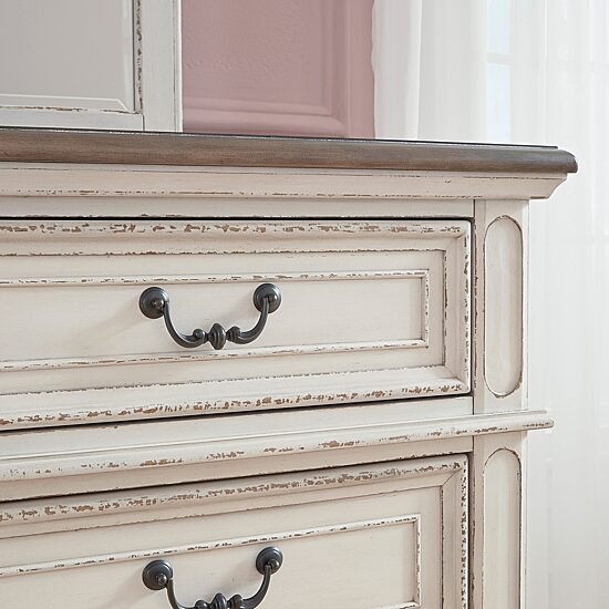 Signature Design by Ashley Realyn Youth 48" 5-Drawer Chest of Drawers in Chipped White
