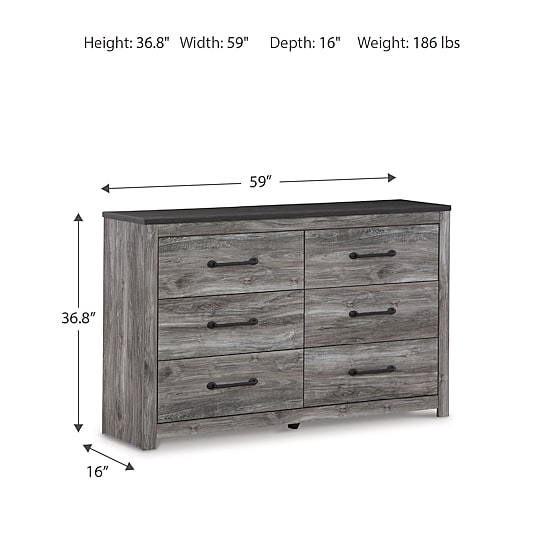 Signature Design by Ashley Bronyan 6-Drawer Dresser in Dark Gray