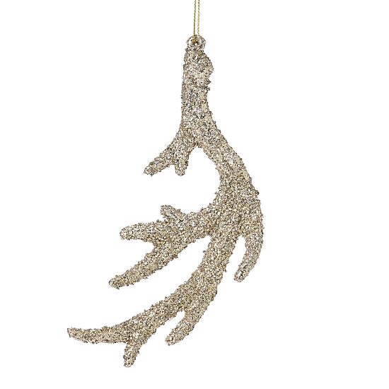 North Pole Trading Co. Plastic Glitter Antler Christmas Ornament