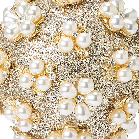 North Pole Trading Co. Pearl Glitter Ball Christmas Ornament