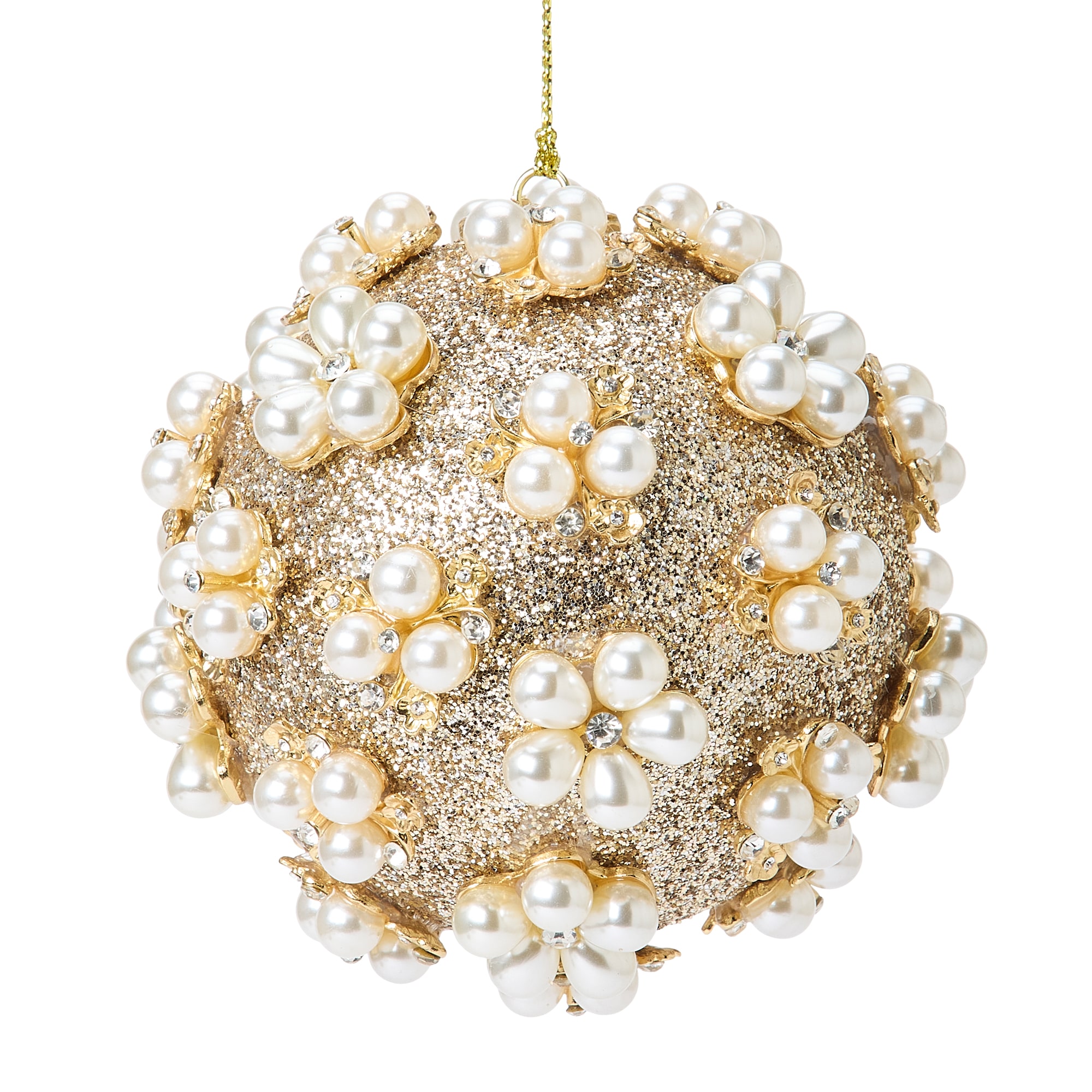 North Pole Trading Co. Pearl Glitter Ball Christmas Ornament