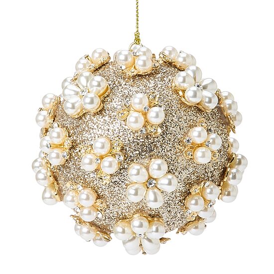 North Pole Trading Co. Pearl Glitter Ball Christmas Ornament
