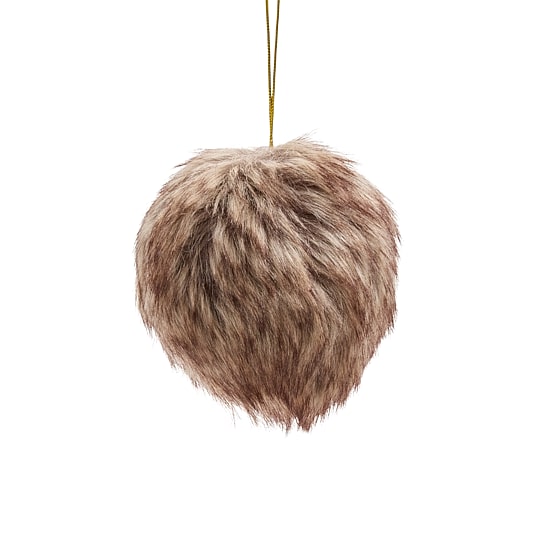 North Pole Trading Co. Fur Ball Brown Christmas Ornament