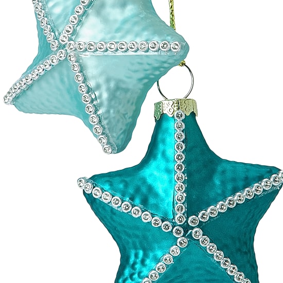 North Pole Trading Co. Starfish Dangle Blue Christmas Ornament