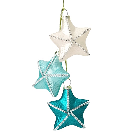 North Pole Trading Co. Starfish Dangle Blue Christmas Ornament