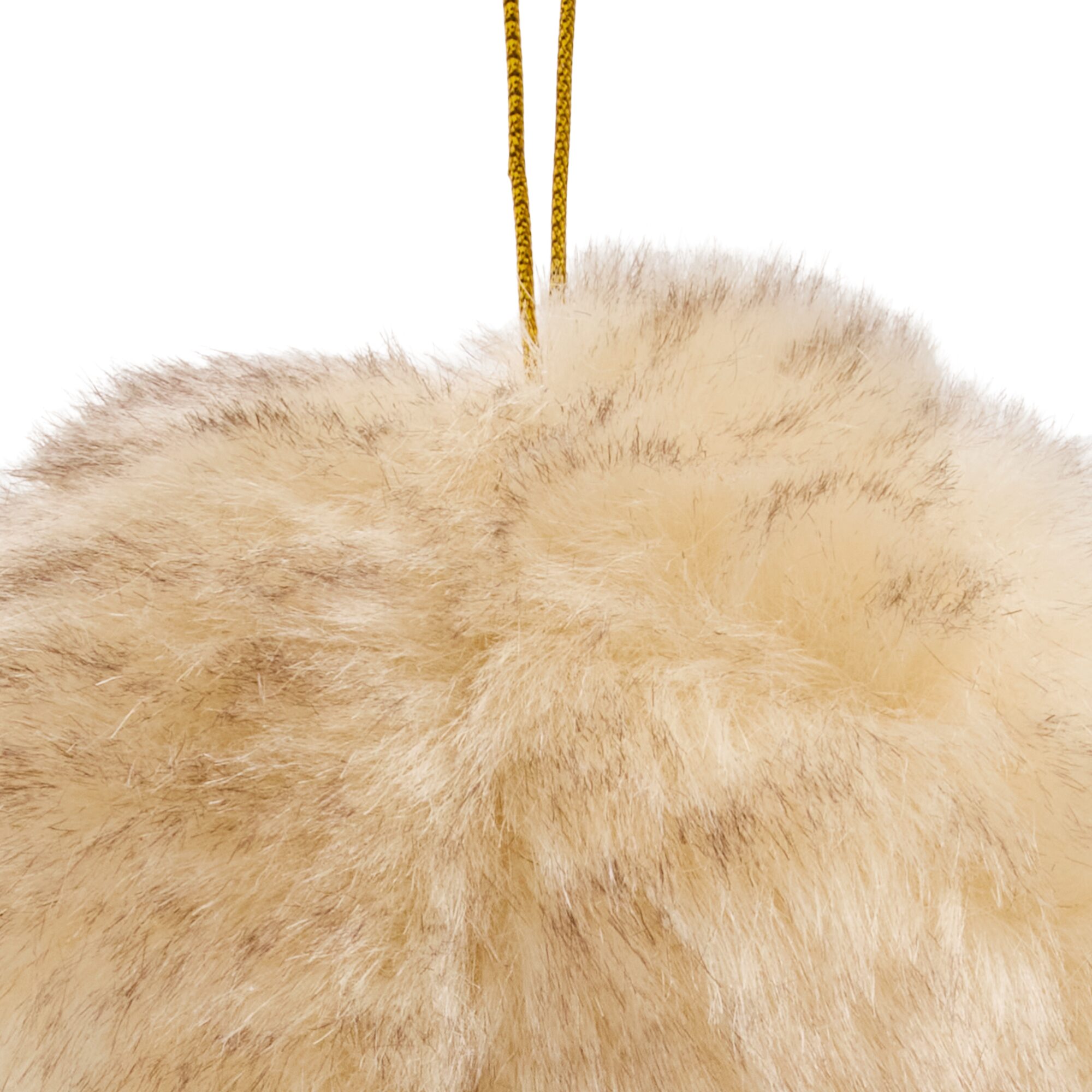 North Pole Trading Co. Fur Ball Tan Christmas Ornament