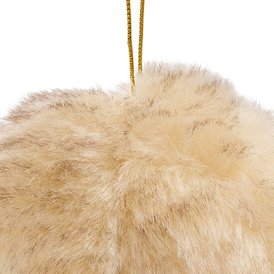 North Pole Trading Co. Fur Ball Tan Christmas Ornament