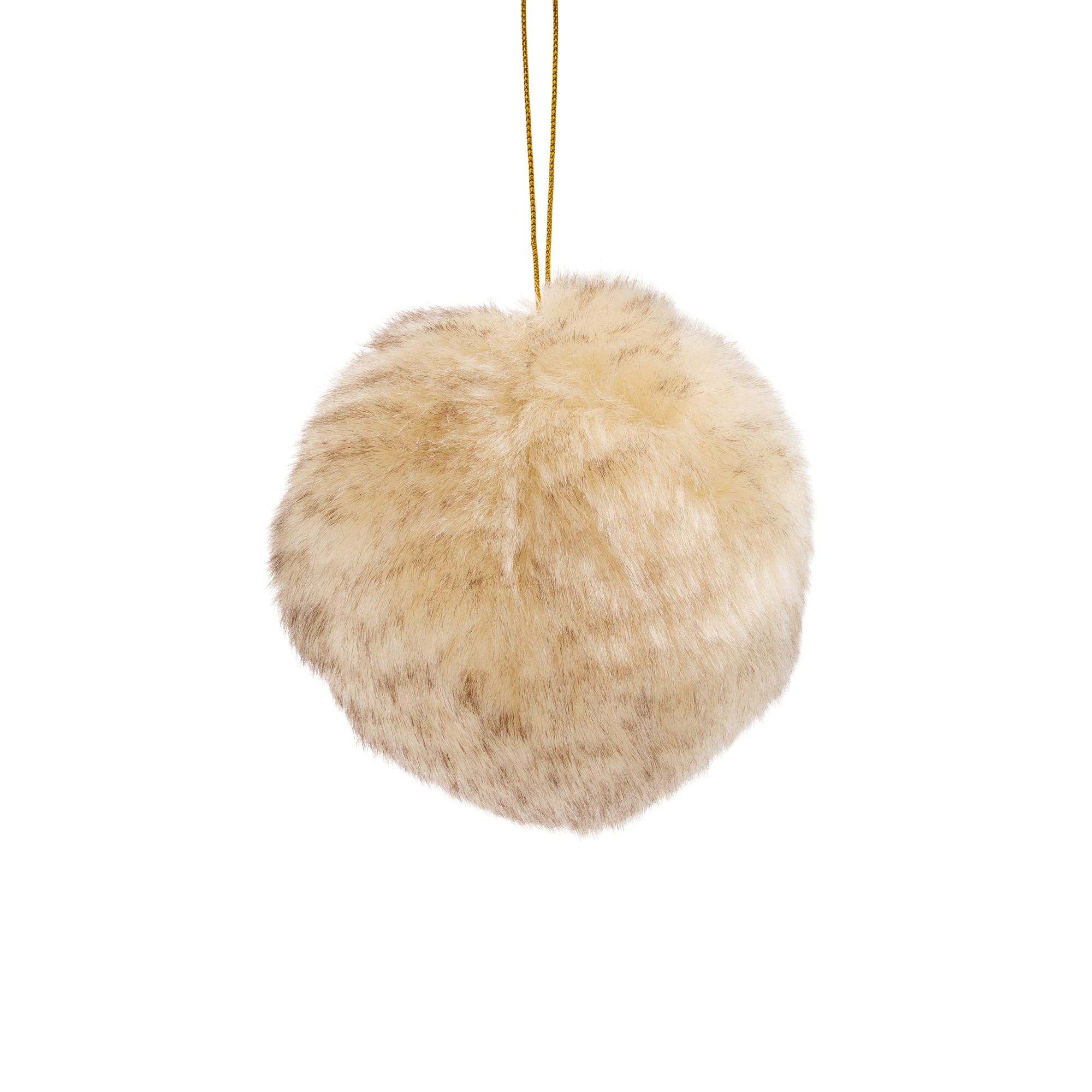 North Pole Trading Co. Fur Ball Tan Christmas Ornament