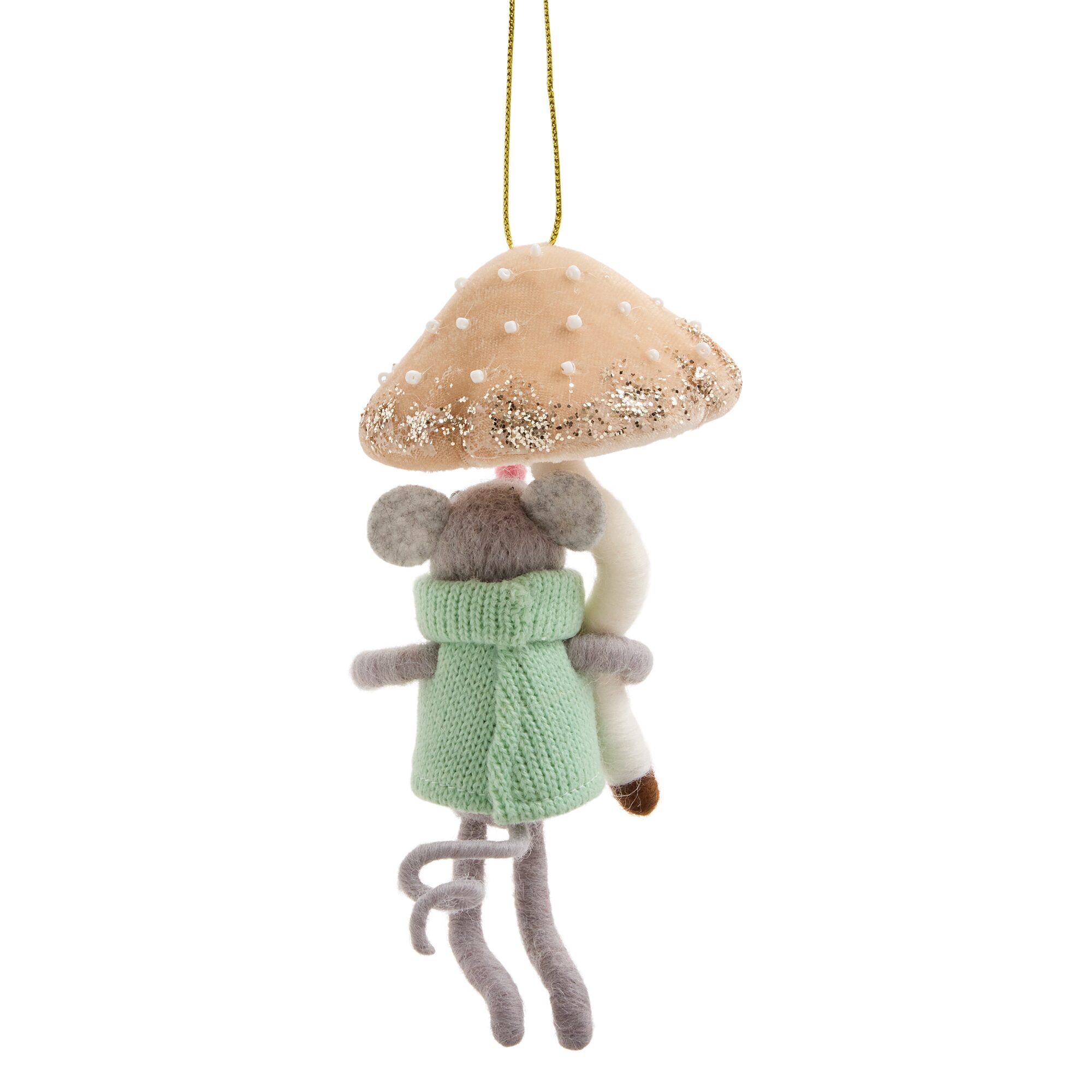 North Pole Trading Co. Wool Felt Mushroom Mouse Christmas Ornament