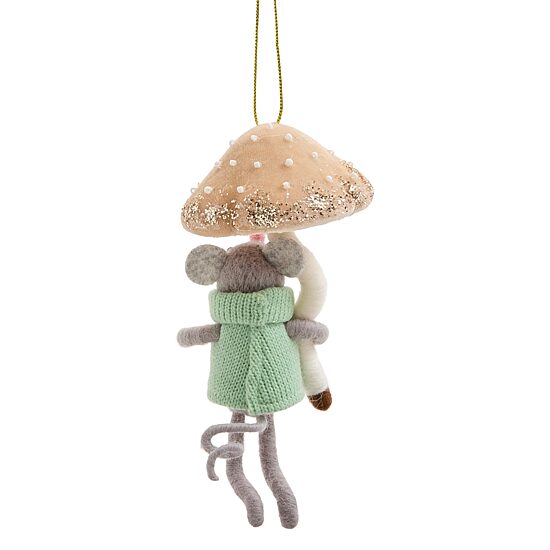 North Pole Trading Co. Wool Felt Mushroom Mouse Christmas Ornament