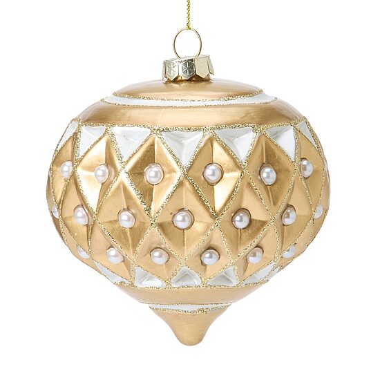 North Pole Trading Co. Gold Pearl Onion Christmas Ornament
