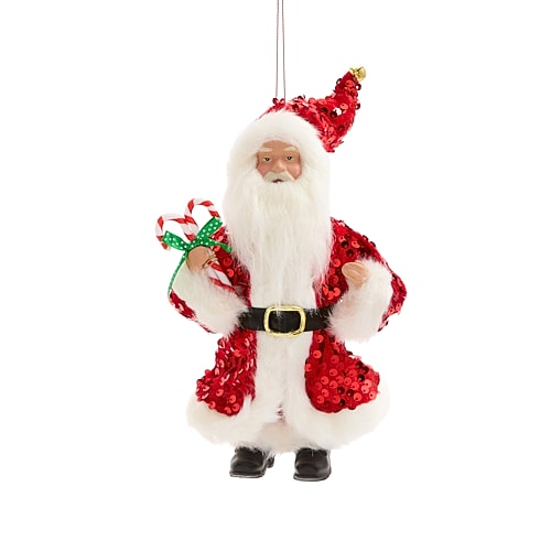 North Pole Trading Co . Candy Cane Jumbo Santa Christmas Ornament In Red
