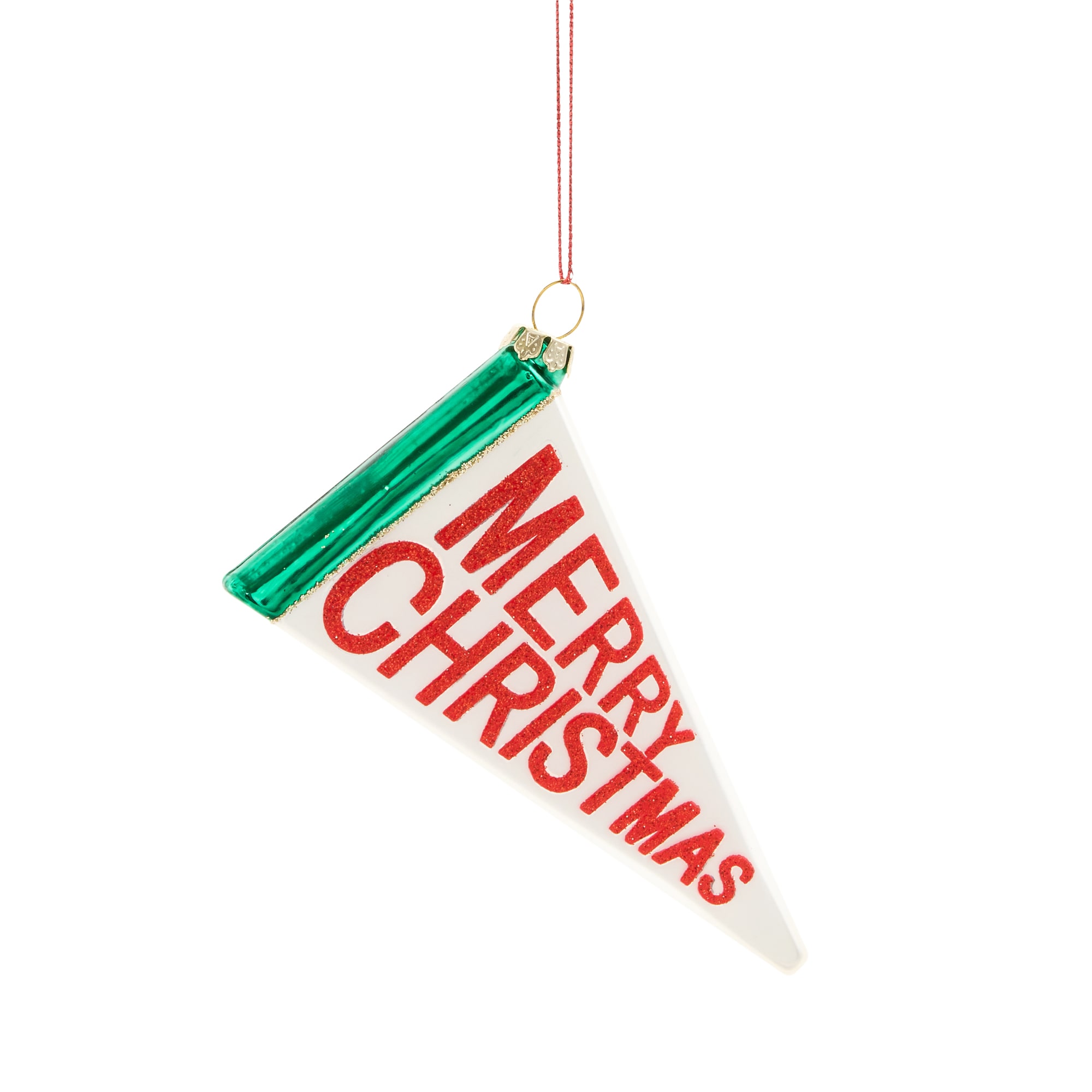 North Pole Trading Co. Glass Flag Christmas Ornament