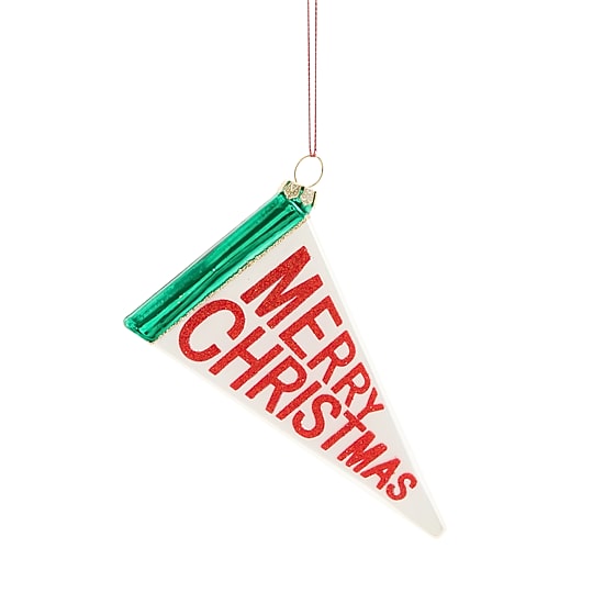 North Pole Trading Co. Glass Flag Christmas Ornament