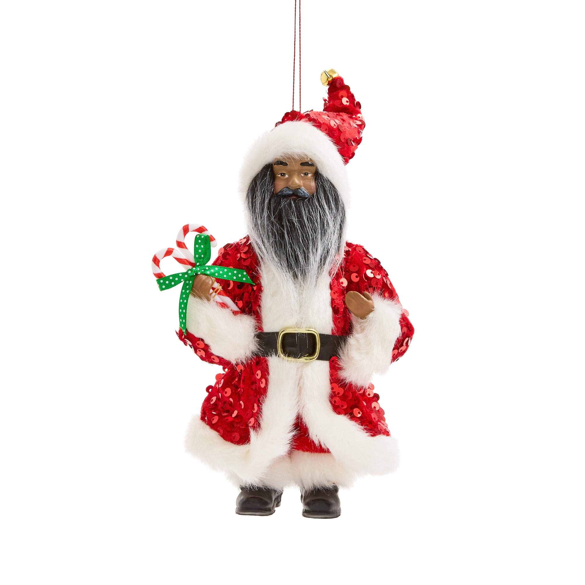 North Pole Trading Co. African American Candy Cane Jumbo Santa Christmas Ornament