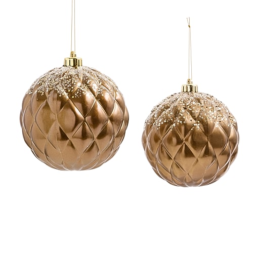 North Pole Trading Co . Bronze Ball 2-pc. Christmas Ornament In Brown