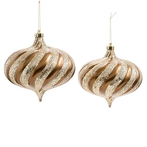 North Pole Trading Co . Bronze Swirl Ball 2-pc. Christmas Ornament In Brown