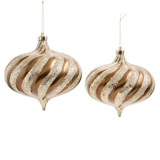 North Pole Trading Co. Bronze Swirl Ball 2-pc. Christmas Ornament