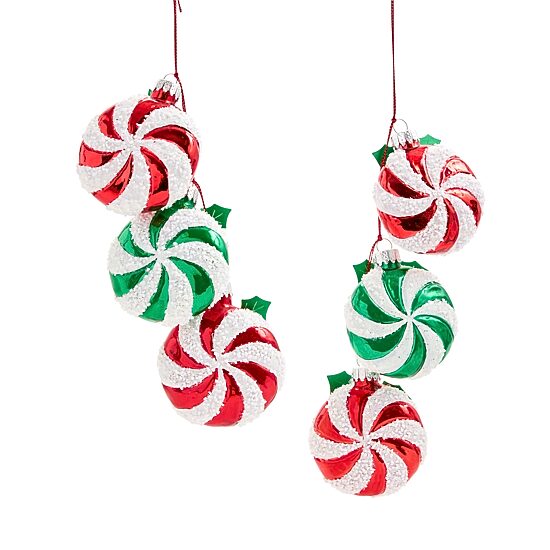 North Pole Trading Co. Peppermint Dangle 2-pc. Christmas Ornament
