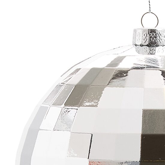 North Pole Trading Co. Silver Disco Ball 2-pc. Christmas Ornament