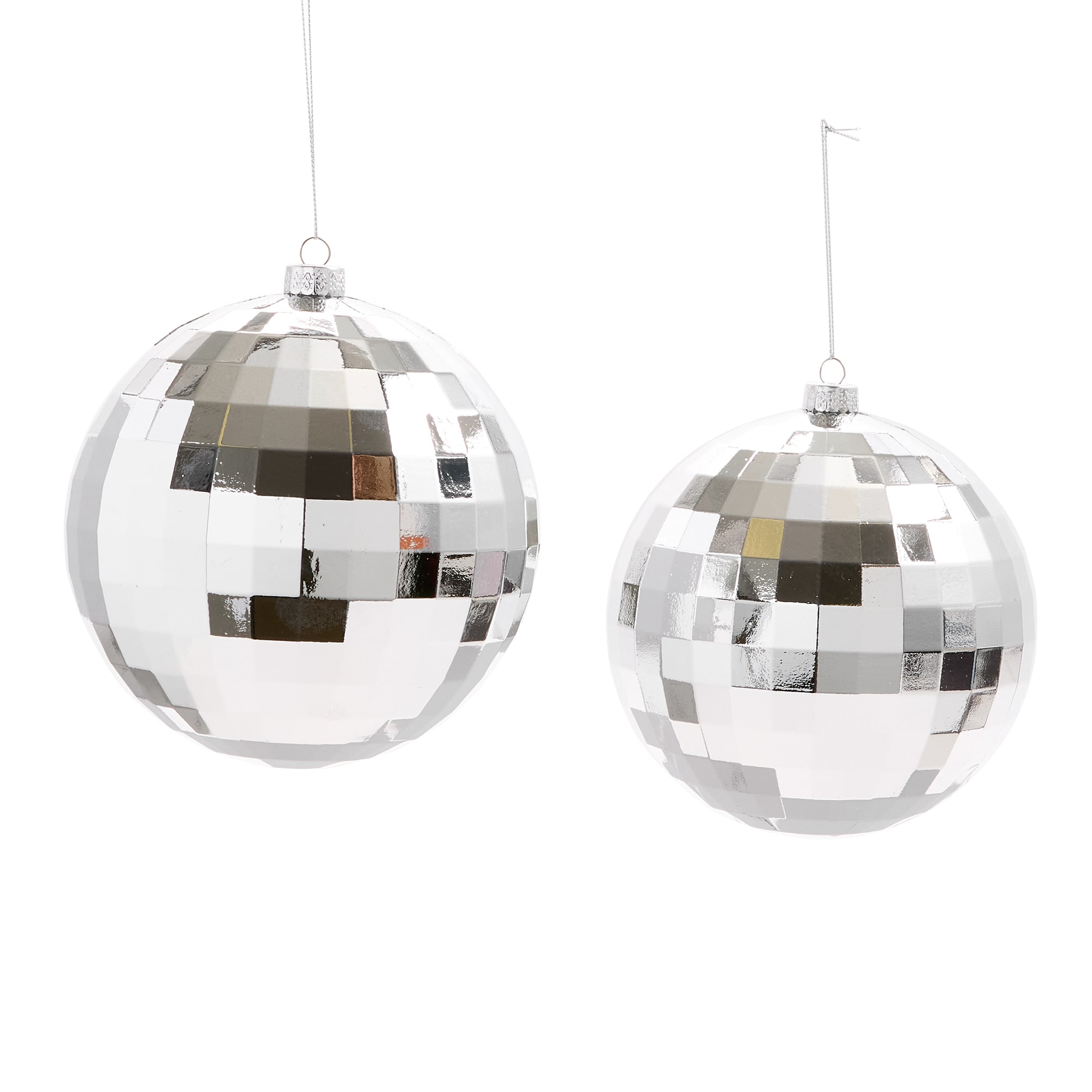North Pole Trading Co. Silver Disco Ball 2-pc. Christmas Ornament