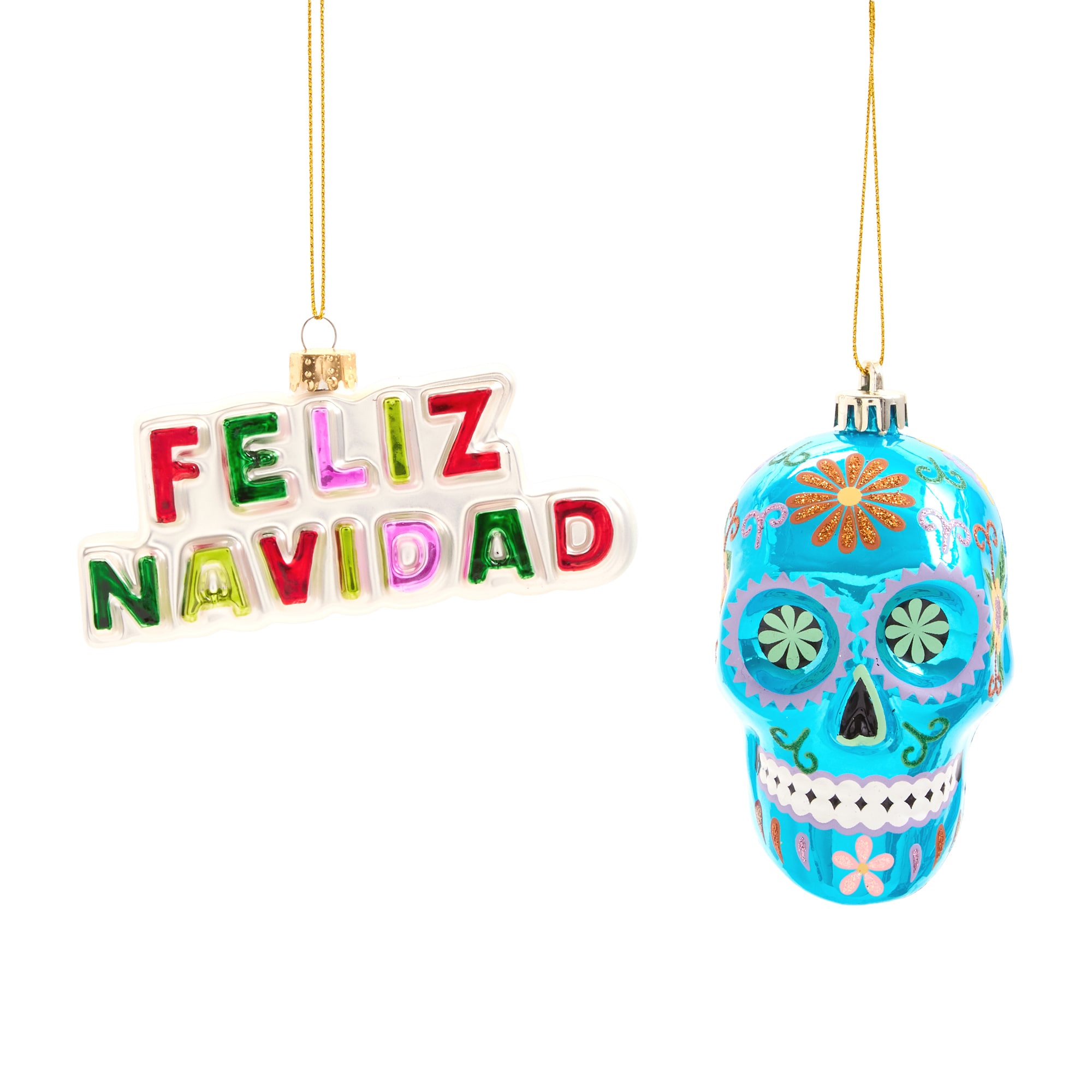 North Pole Trading Co. Feliz Navidad And Skull 2-pc. Christmas Ornament