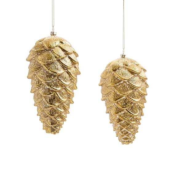 North Pole Trading Co. Gold Pinecone 2-pc. Christmas Ornament