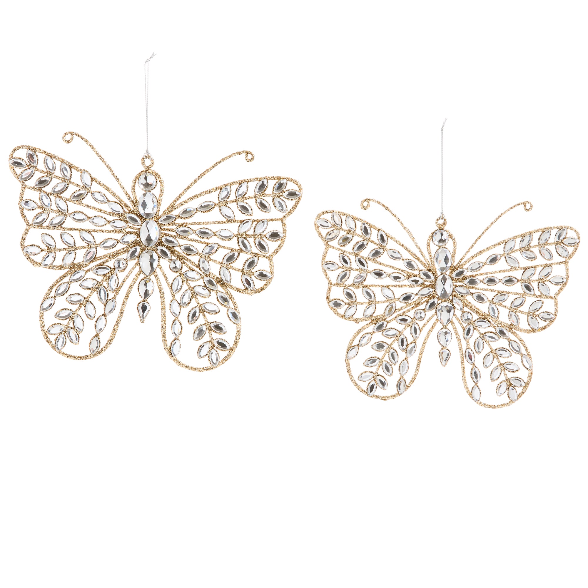 North Pole Trading Co. Jeweled Butterfly 2-pc. Christmas Ornament