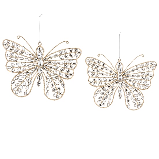 North Pole Trading Co. Jeweled Butterfly 2-pc. Christmas Ornament