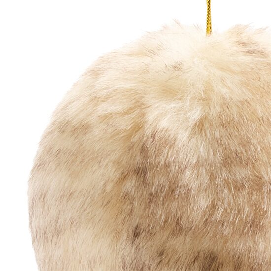 North Pole Trading Co. Fur Ball Beige 2-pc. Christmas Ornament