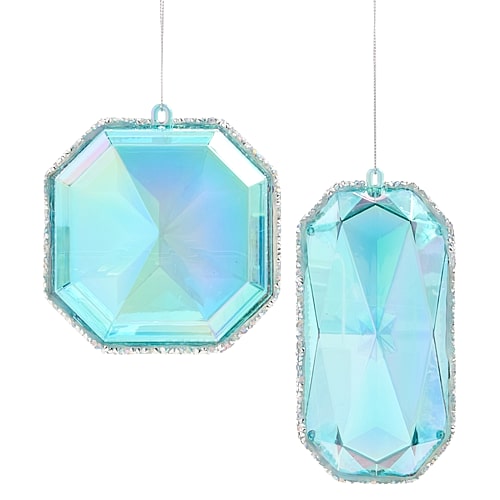 North Pole Trading Co . Oversized Gem Blue 2-pc. Christmas Ornament