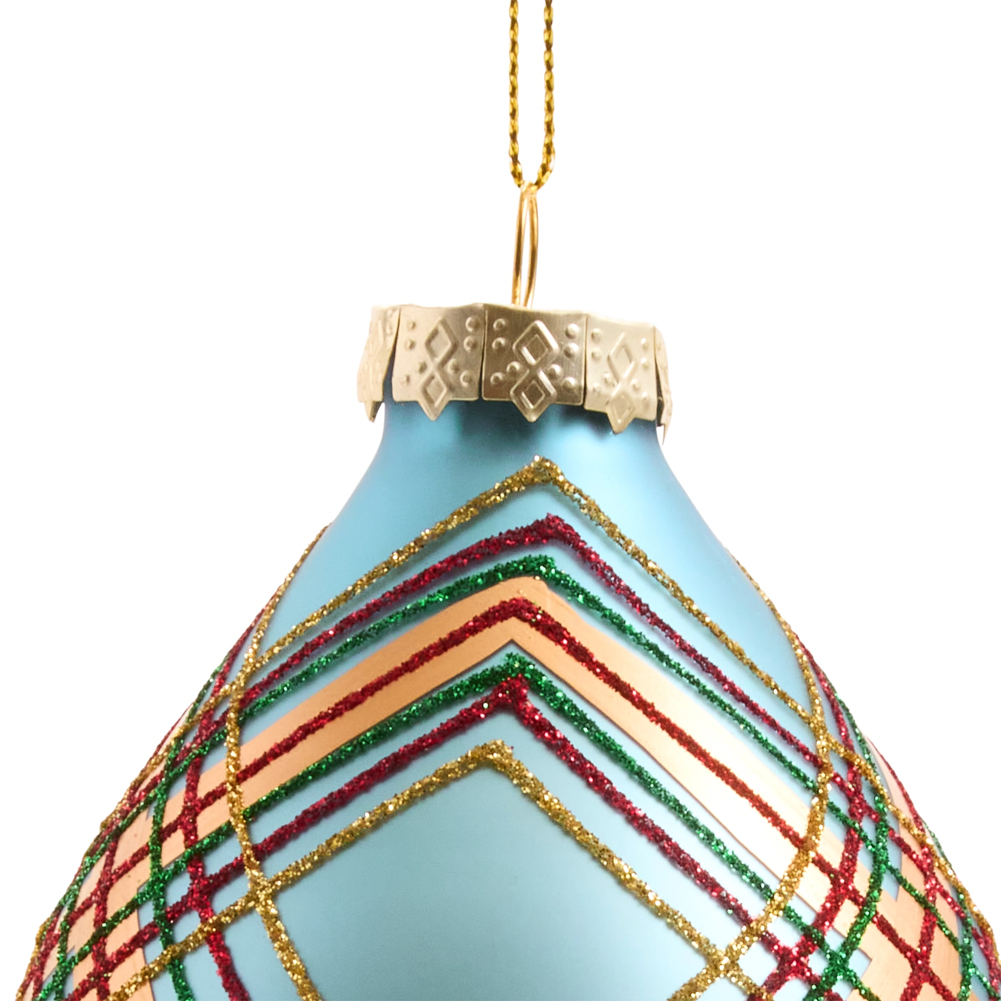 North Pole Trading Co. Blue Plaid Finial 2-pc. Christmas Ornament